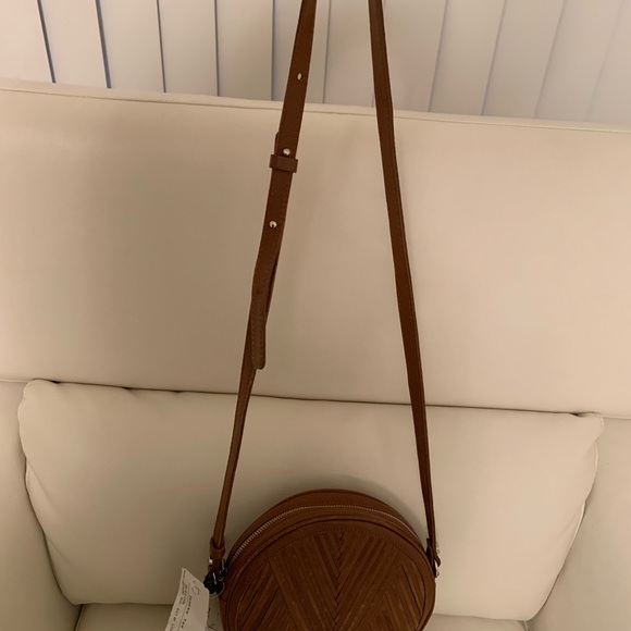Lili Radu Circle Suede “V” Bag in Cognac - Picture 1 of 6